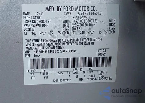 2012 Ford Explorer Limited from USA, damaged, VIN 1FMHK8F88CGA73018